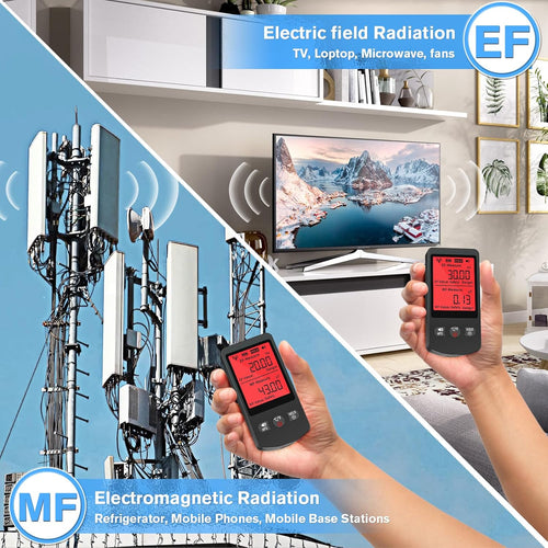 COLOR TREE EMF Meter Rechargeable Electromagnetic Field Upgrated 3-in-1 Radiation Detector Handheld Digital LCD Temperature Measure - Tester for Home Inspections - Outdoor and Ghost Hunting