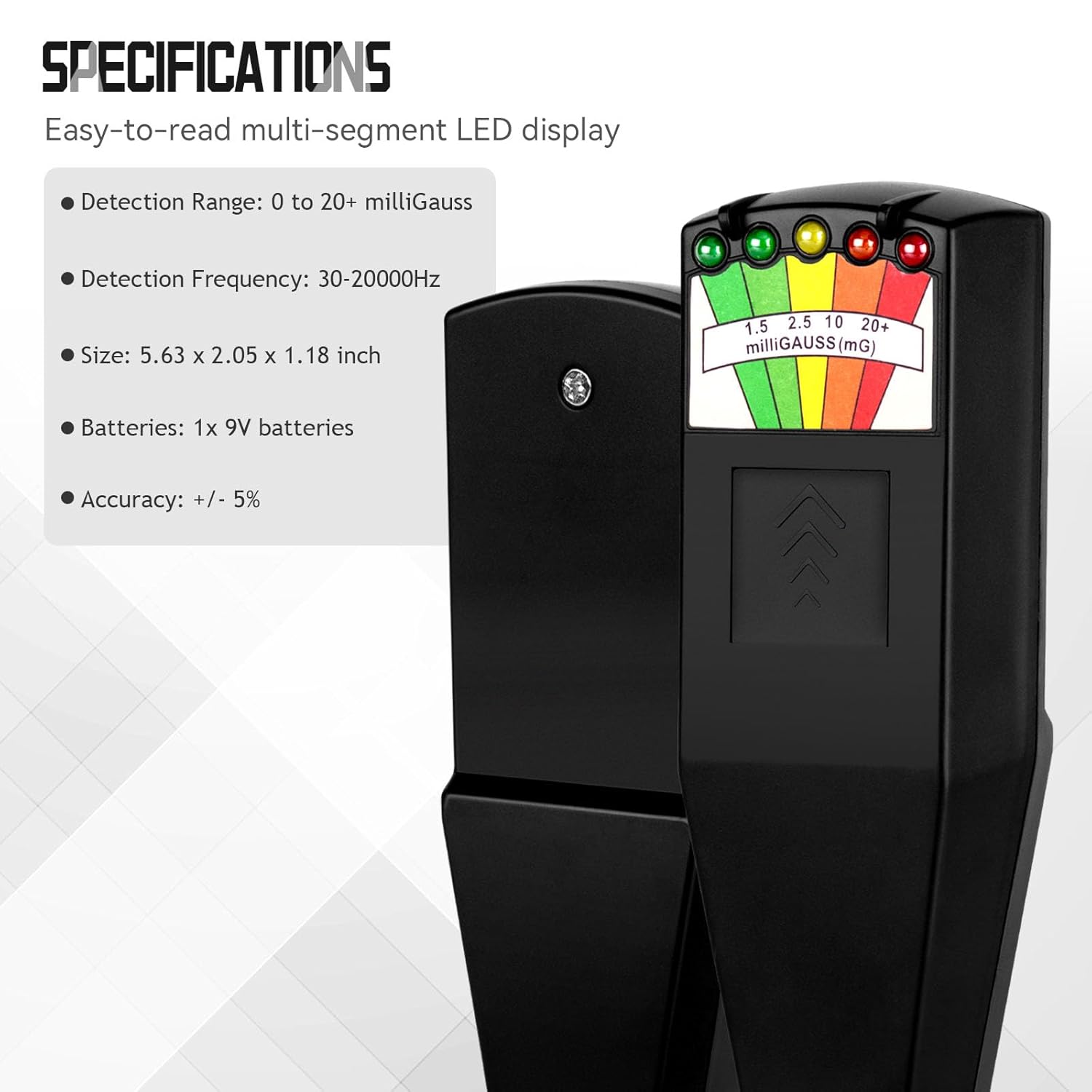 color tree Handheld LED EMF Magnetic Field Ghost Hunting Detector Electromagnetic Paranormal Equipment Tester 50Hz-20,000Hz Black