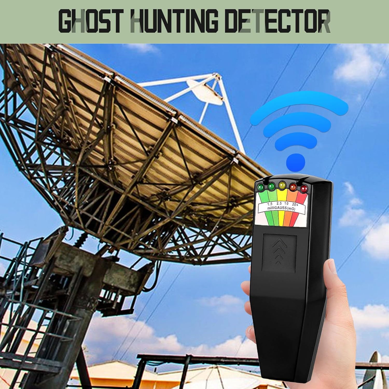 color tree Handheld LED EMF Magnetic Field Ghost Hunting Detector Electromagnetic Paranormal Equipment Tester 50Hz-20,000Hz Black