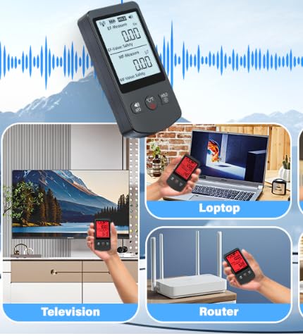 COLOR TREE EMF Meter Rechargeable Electromagnetic Field Upgrated 3-in-1 Radiation Detector Handheld Digital LCD Temperature Measure - Tester for Home Inspections - Outdoor and Ghost Hunting