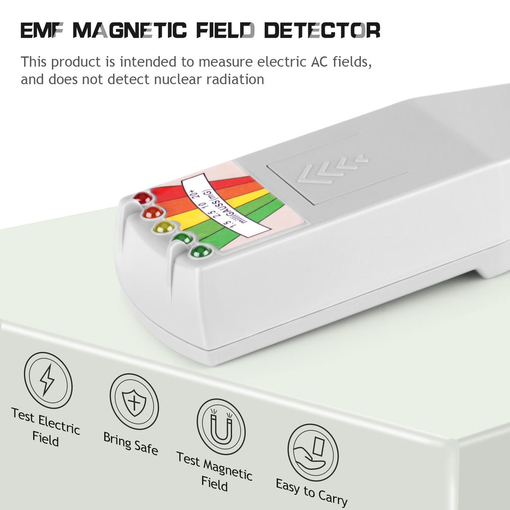 color tree Handheld LED EMF Magnetic Field Ghost Hunting Detector Electromagnetic Paranormal Equipment Tester 50Hz-20,000Hz White