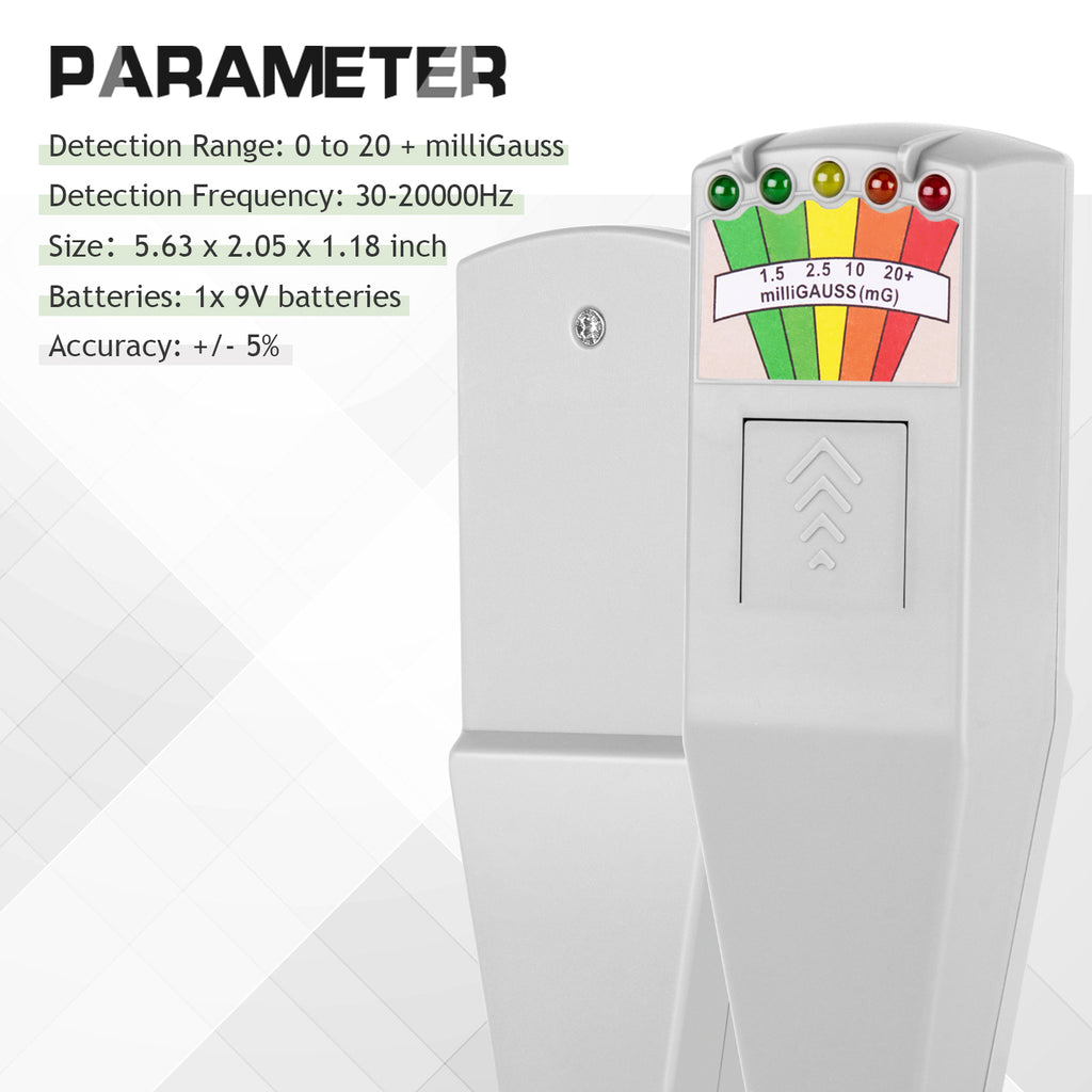 color tree Handheld LED EMF Magnetic Field Ghost Hunting Detector Electromagnetic Paranormal Equipment Tester 50Hz-20,000Hz White