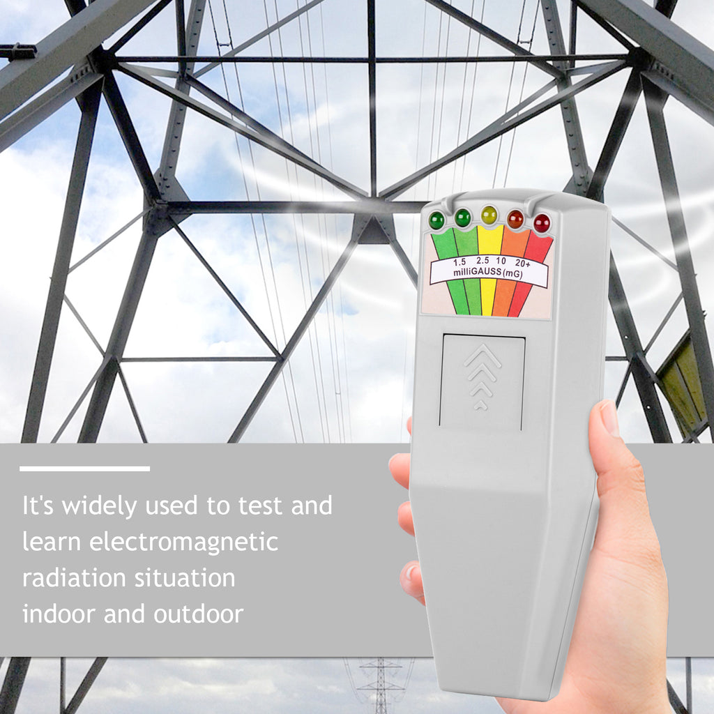 color tree Handheld LED EMF Magnetic Field Ghost Hunting Detector Electromagnetic Paranormal Equipment Tester 50Hz-20,000Hz White