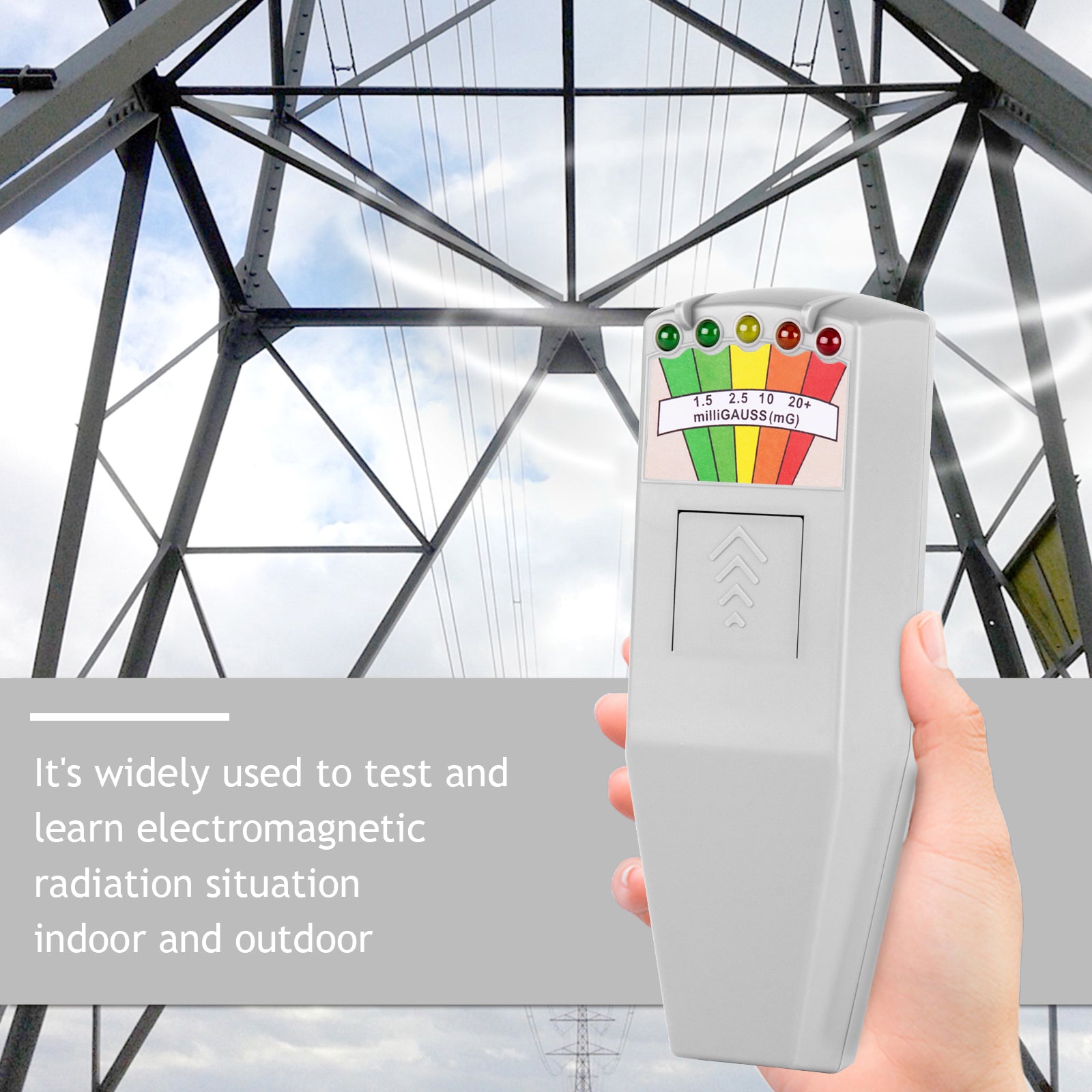 color tree Handheld LED EMF Magnetic Field Ghost Hunting Detector Electromagnetic Paranormal Equipment Tester 50Hz-20,000Hz White